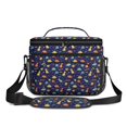 thumbnail image 2 of Dinosaur and Geometric Navy Blue Pattern Insulated Lunch Box for Women Men, Medium Leakproof Cooler Bag with Adjustable Strap, 10"x6.7"x8", 2 of 6