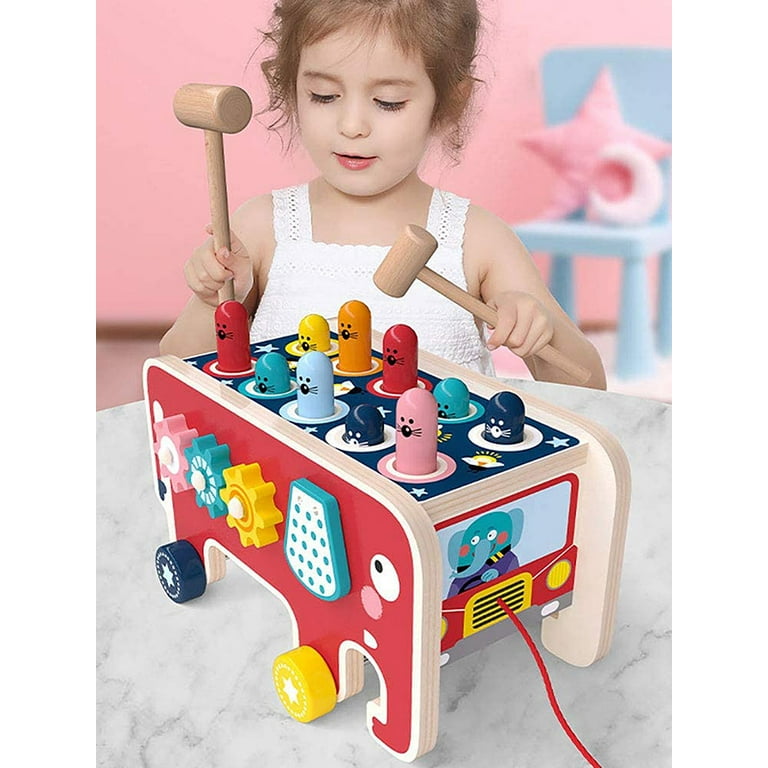 その他 Pingu Wooden Toy Hammer Game Wooden Hammer Toys - Fun and Educational Whack a Mole Game