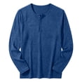 thumbnail image 6 of Men's Henley T‑Shirt Long Sleeve, Solid Vintage Athletic Muscle Fit Shirt Button Placket Tee for Gym Sport Business Casual Daily Wear, 6 of 6