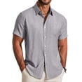 thumbnail image 6 of COOFANDY Mens Summer Textured Shirts Short Sleeve Casual Shirts Wrinkle Free Button Down Shirt, 6 of 6