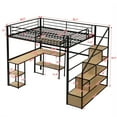 thumbnail image 4 of EUROCO Metal Full Size Loft Bed with Desk and Shelf, Storage Staircase and Bookcase, 4 of 12