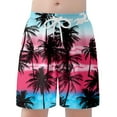 thumbnail image 4 of Utlike Boys Swim Trunks Casual Coconut Tree Print Drawstring Elastic Waist Shorts Summer Hawaii Holiday Beach Floral Shorts Breathable Boys Shorts Size 14 Years-16 Years, 4 of 7