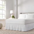 thumbnail image 1 of EASY FIT Pom Pom Elastic Wrap Around Bed Skirt, Easy On/Off Dust Ruffle (18-Inch Drop), Queen/King, White, 1 of 10