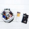 thumbnail image 3 of Travel Cosmetic Bag, Barrel Makeup Bag for Women Portable Foldable Cases Multifunctional Toiletry Bucket Bags Round Organizer Pocket Collapsible (Leav, 3 of 4