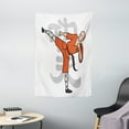 thumbnail image 1 of Kung Fu Tapestry, Eastern Martial Art Sports Themed Cartoon Warrior, Wall Hanging for Bedroom Living Room Dorm Decor, 40W X 60L Inches, Burnt Orange Pale Grey Peach Charcoal Grey, by Ambesonne, 1 of 2