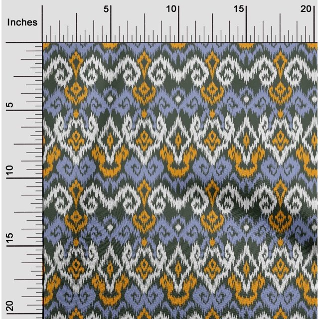oneOone Georgette Viscose Fabric Diamond & Swirl Ikat Decor Fabric Printed BTY 42 Inch Wide
