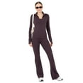 thumbnail image 3 of Yitty Active Women's Ultraluxe Full Lenght Full Zip Jacket, Athleisure, 4-Way-Stretch, Thumbholes, Deep Plum, XL, 3 of 7