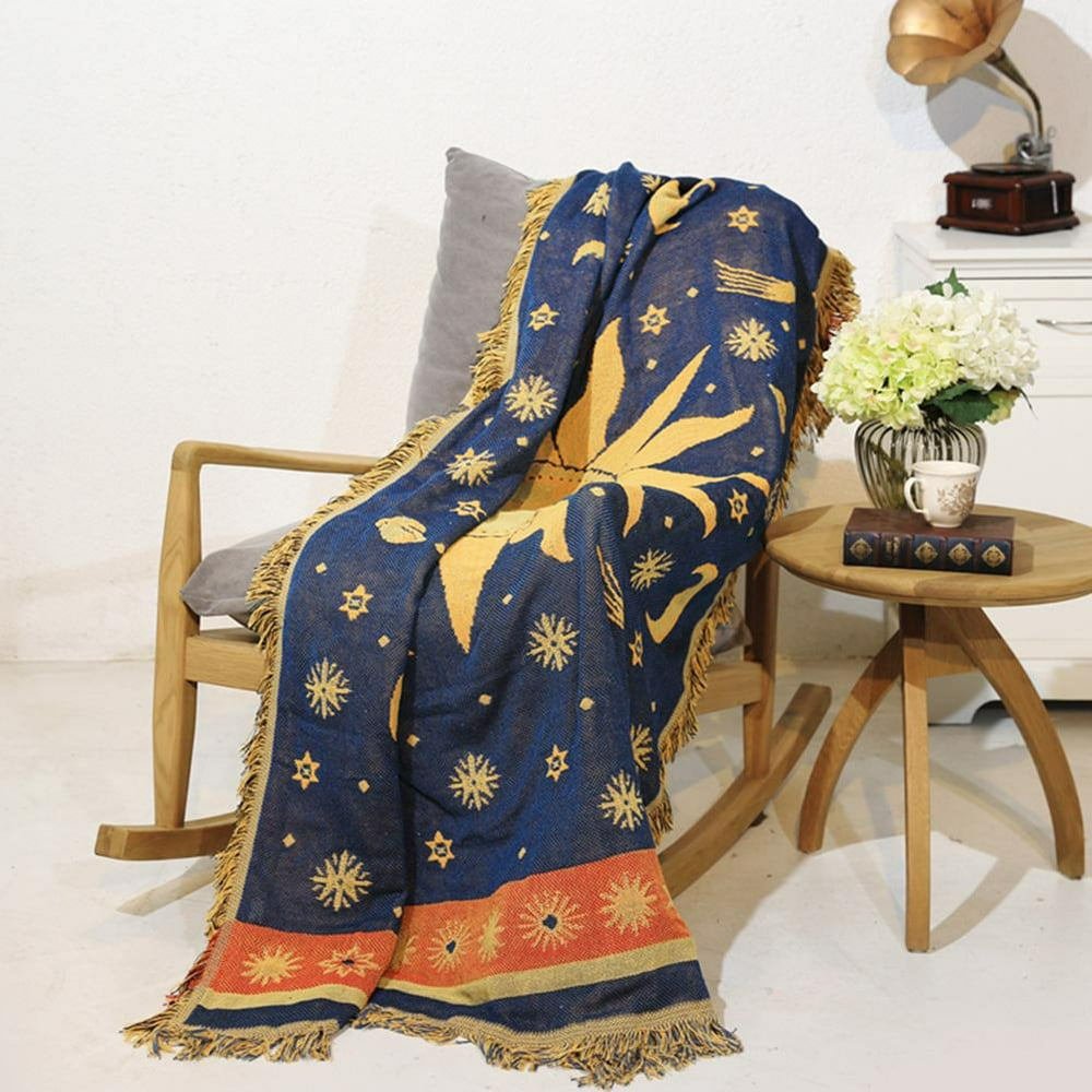 Mgaxyff 130 x 180cm Double Sided Cotton Woven Couch Throw Featuring