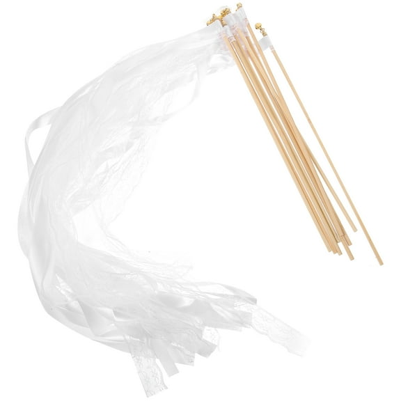 Raindrops White Wedding Wands with Ribbon Streamers for Bridal Send-Off and Wedding Celebration Accessories