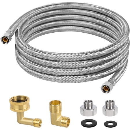 10 FT Dishwasher Installation Kit Braided Stainless Steel Water Supply Line with 3/8" Compression Connectors Burst-Resistant Inner Tube Certified Safe