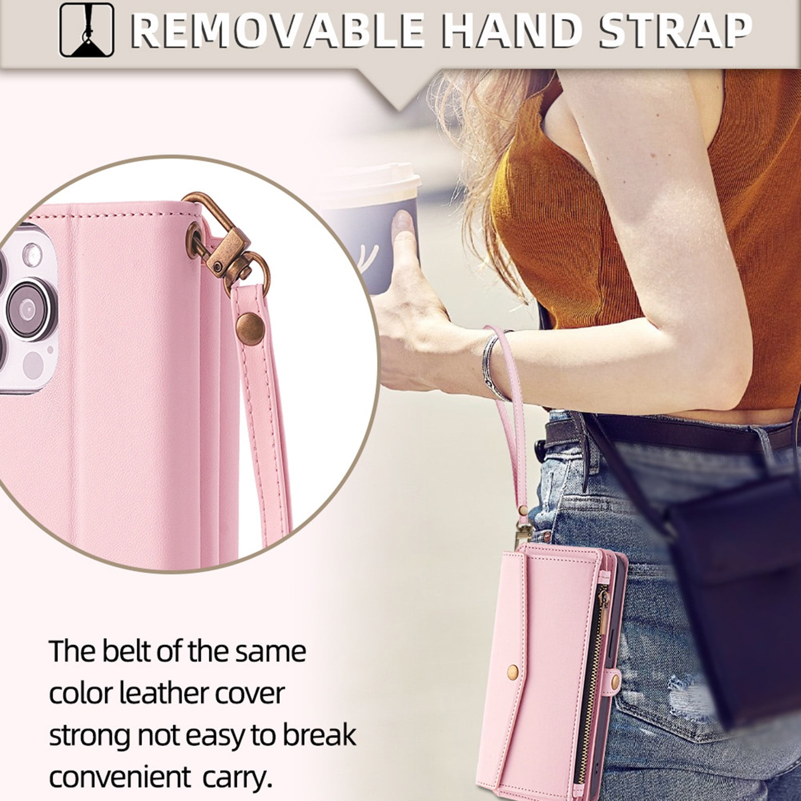 Case For IPhone 16/16 Pro/16 Plus/16 Pro Max, Leather Flip Card Holding Cover Portable Crossbody Strap Cell Phone Case