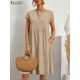 thumbnail image 1 of ZANZEA Fashion Work OL Vestidos Women Linen Casual Dress O-Neck Short Sleeve Cotton Sundress Summer Female Elegant Solid Robe5XL Gao Jinjia LED, 1 of 2