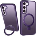 thumbnail image 2 of Compatible with Galaxy S23 Ultra Frosted Case with Ring Stand 180° Rotatable Magnetic Kickstand Invisible Holder Translucent Fashion Luxury Protection Shockproof Case for Women Girls Man, 2 of 6