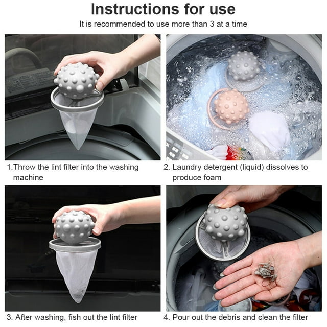Filtre à Cheveux pour Machine à Laver, Structure Légère en Maille pour Maison, Attrape-Poils et Fourrures, Support de Filtration Gris