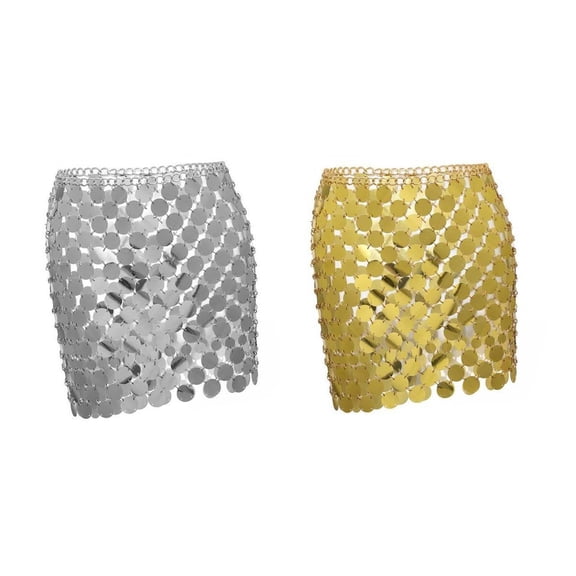 Segolike Metal Skirt with Sequins, Hollowed Out, Shiny, for Dance