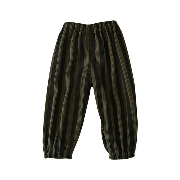 Odeerbi 1-7 Años Niños Niñas Corduroy Sweatpants Rayas Entrenamiento Deportes Jogger Pantalones Bajo de Verano Lindo Joggers de Longitud Completa