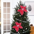 thumbnail image 5 of 9in Christmas Velvet Poinsettia Flower Xmas Tree Pick, 1Pc Artificial Poinsettia Flower Winter Ornament for Christmas Tree New Year Wreath Garland Table Centerpiece Holiday Decor,Red, 5 of 7