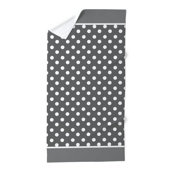 CafePress - Gray And White Polka Dots Pattern Background Desig - Large Beach Towel, Soft 30"x60" Towel with Unique Design