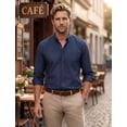 thumbnail image 3 of Men Oxford Dress Shirts Cotton Long Sleeve Shirt Business Shirt Casual Button Down Shirts Navy Blue, 3 of 9