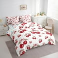 thumbnail image 3 of Homewish Watercolor Cherry Bedding Comforter Set 7 Pieces for Girls, Kawaii Bowtie Full Bedding Set, Tropical Fruit Leaves Fitted Sheet Flat Sheet, Red White Home Decor, 3 of 8