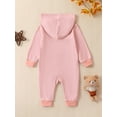 thumbnail image 4 of Qtinghua Newborn Baby Girl Boy Sweatshirt Romper Long Sleeve Zipper Hoodie Jumpsuit with Pocket Clothes Pink 0-3 Months, 4 of 9