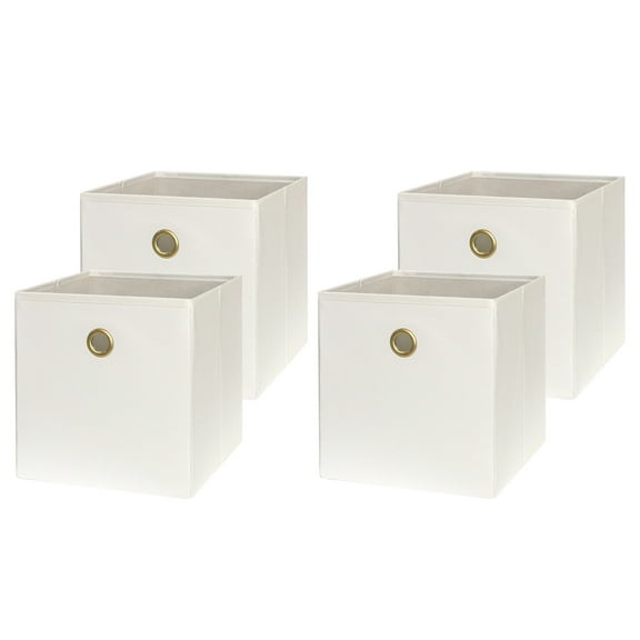 Mainstays Collapsible Fabric Cube Storage Bins (10.5" x 10.5"), Vanilla Dream, 4 Pack