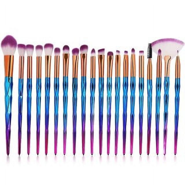 Juego de brochas de maquillaje, delineador de ojos, pestañas, labios, kit de herramientas cosméticas, 20 piezas, color verde