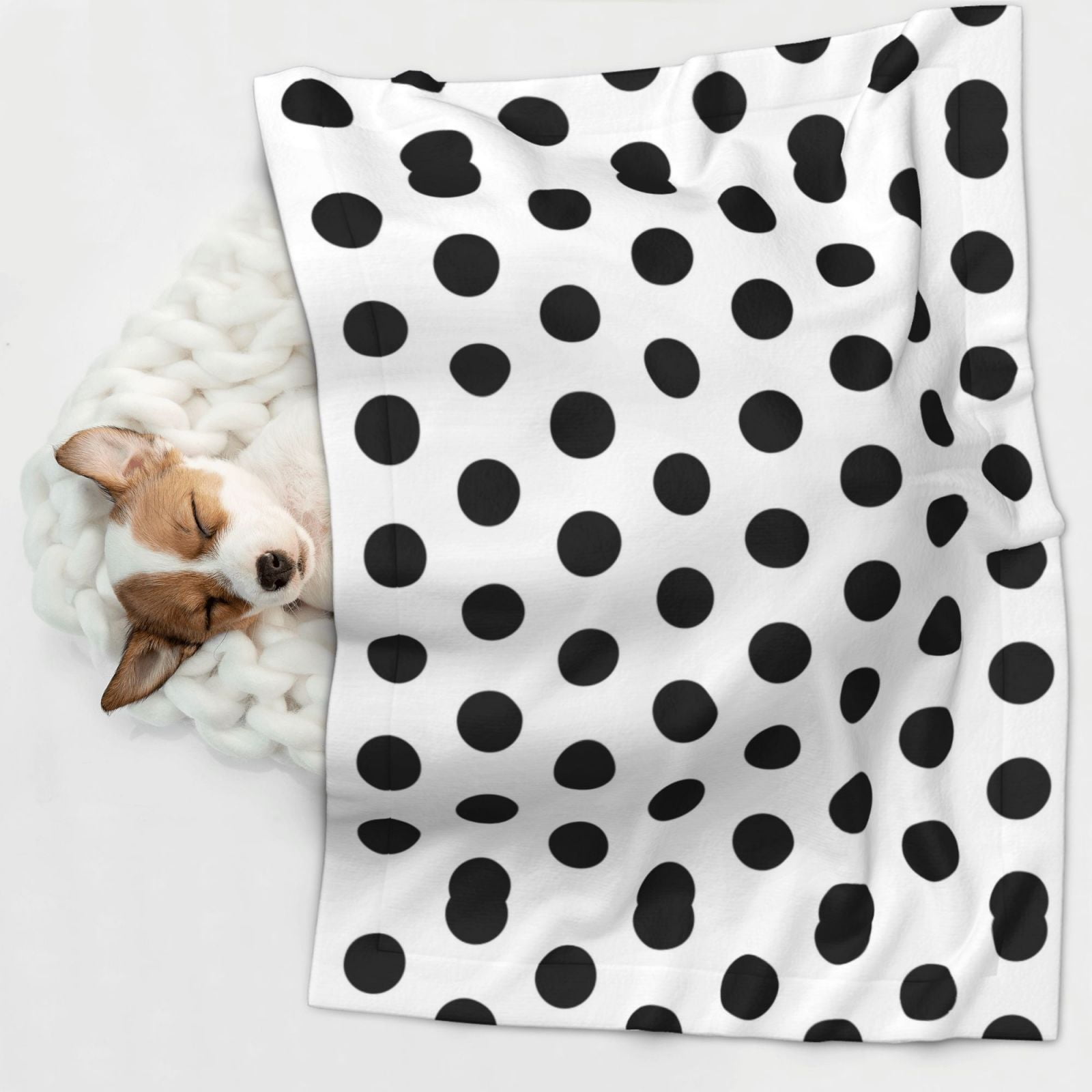 Black Polka Dot Pattern Dog Blanket Soft Warm Flannel Cat Blanket Great Pet Throw for Cats Puppy Small Medium Large Dog