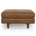 thumbnail image 6 of Simpli Home Morrison Mid-Century Modern 72 inch Wide Sofa with Ottoman Set in Caramel Brown Genuine Leather, 6 of 21