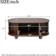 thumbnail image 2 of 39.3" Oval Coffee Table with Sliding Doors & Storage, Industrial Fluted Sofa Table, Rounded Corners & Spherical Legs with Sturdy 110 lbs Capacity, Modern Center Table for Living Rooms, Walnut, 2 of 6