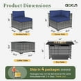 thumbnail image 3 of Aoxun 11 Piece Patio Furniture Set with 44” Fire Pit Table Wicker Rattan Outdoor Sectional Sofa Set with Coffee Table and 4” Thickened Cushions, Blue (Waterproof Cover Included), 3 of 8