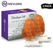 Nevlers All Natural Pink Himalayan Salt Night Lights- UL Certified Wall Plug and Bulbs - 2 Pack