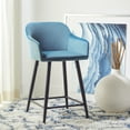 thumbnail image 2 of SAFAVIEH Cataleya Square Mid Back Counter Stool, Denim Blue/Black, 2 of 12