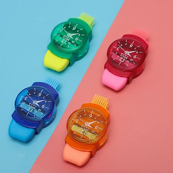 YAOMOBB Pencil Peeler Multifunctional Pencil Sharpeners Cute Watch Shape 3 in 1 Student Cutter