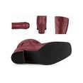 thumbnail image 2 of BLISSFUL STEP Women's Knee High Boots Square Toe Slouch Chunky Heel Burgundy 7, 2 of 4