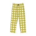 thumbnail image 4 of Goofa Yellow Checkboard Printed Soft Pajama Pants for Men, Wide Leg Comfy Casual Lounge Yoga Pants-Large, 4 of 9