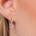 thumbnail image 3 of Gem Stone King 14K Yellow Gold Pink Moissanite and Lab Grown Diamond Earrings for Women | 1.65 Cttw | Gemstone Birthstone | Heart Shape 6MM, 3 of 6