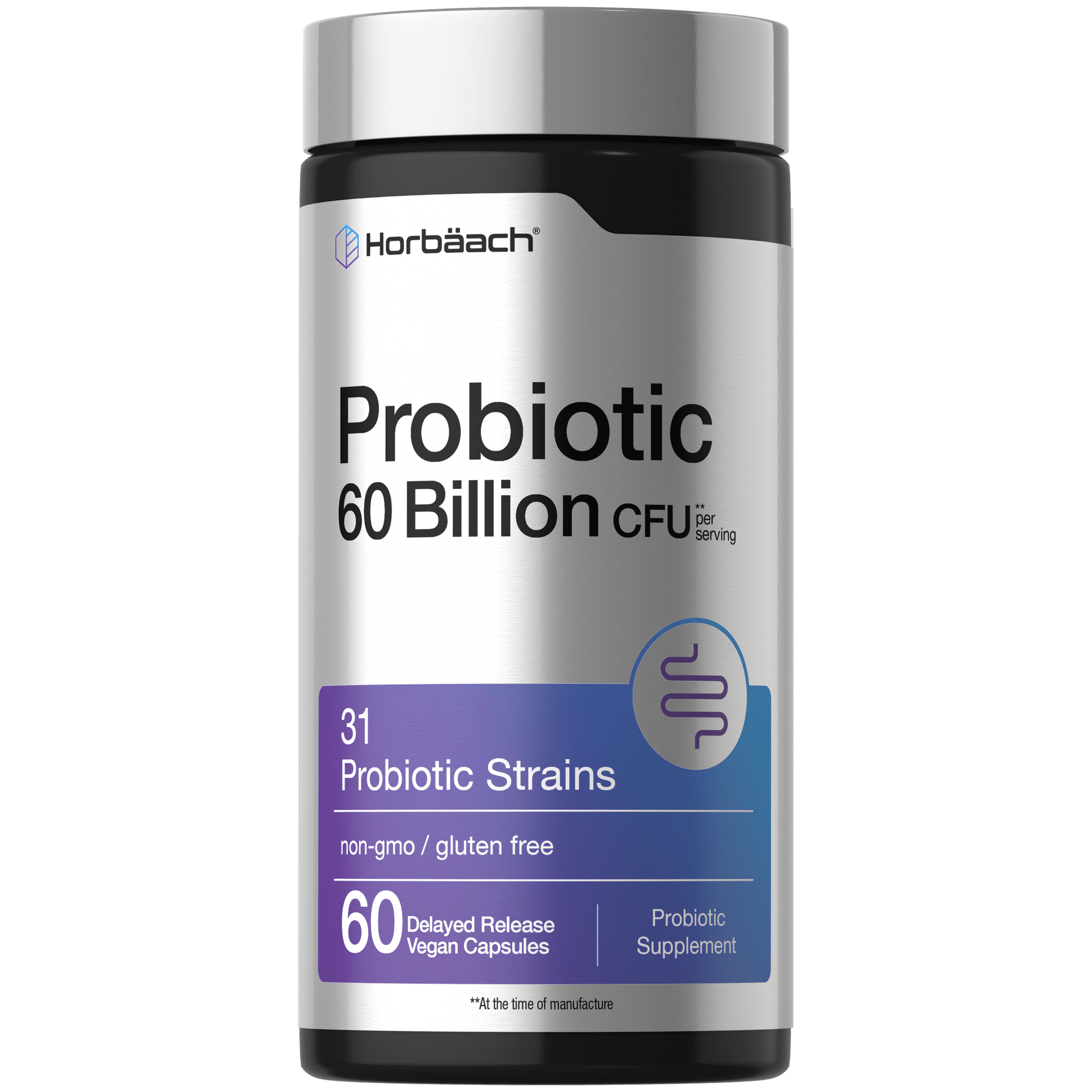 Probiotics for Women and Men | 60 Billion CFU | 60 Capsules | 31 Probiotic Strains with Prebiotic | by Horbäach