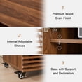 thumbnail image 6 of Wirrytor Media Storage Cabinet, 4-Tier Shelves Audio Video Record Stand Cabinet with Height Adjustable, Modern AV Cabinet with Doors and Pulley, Storage for Entertainment Stereo Component,Walnut, 6 of 8