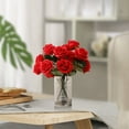 thumbnail image 4 of Gumesh 10 Roses Silk Bouquet - Lifelike Artificial Flowers for Home Decor, Wedding Centerpieces, Table Arrangements (e.g., Red/White), 4 of 6