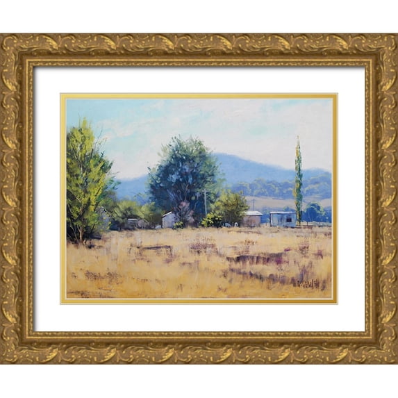 Gercken, Graham 18x15 Gold Ornate Wood Framed with Double Matting Museum Art Print Titled - Tumut Farm Australia