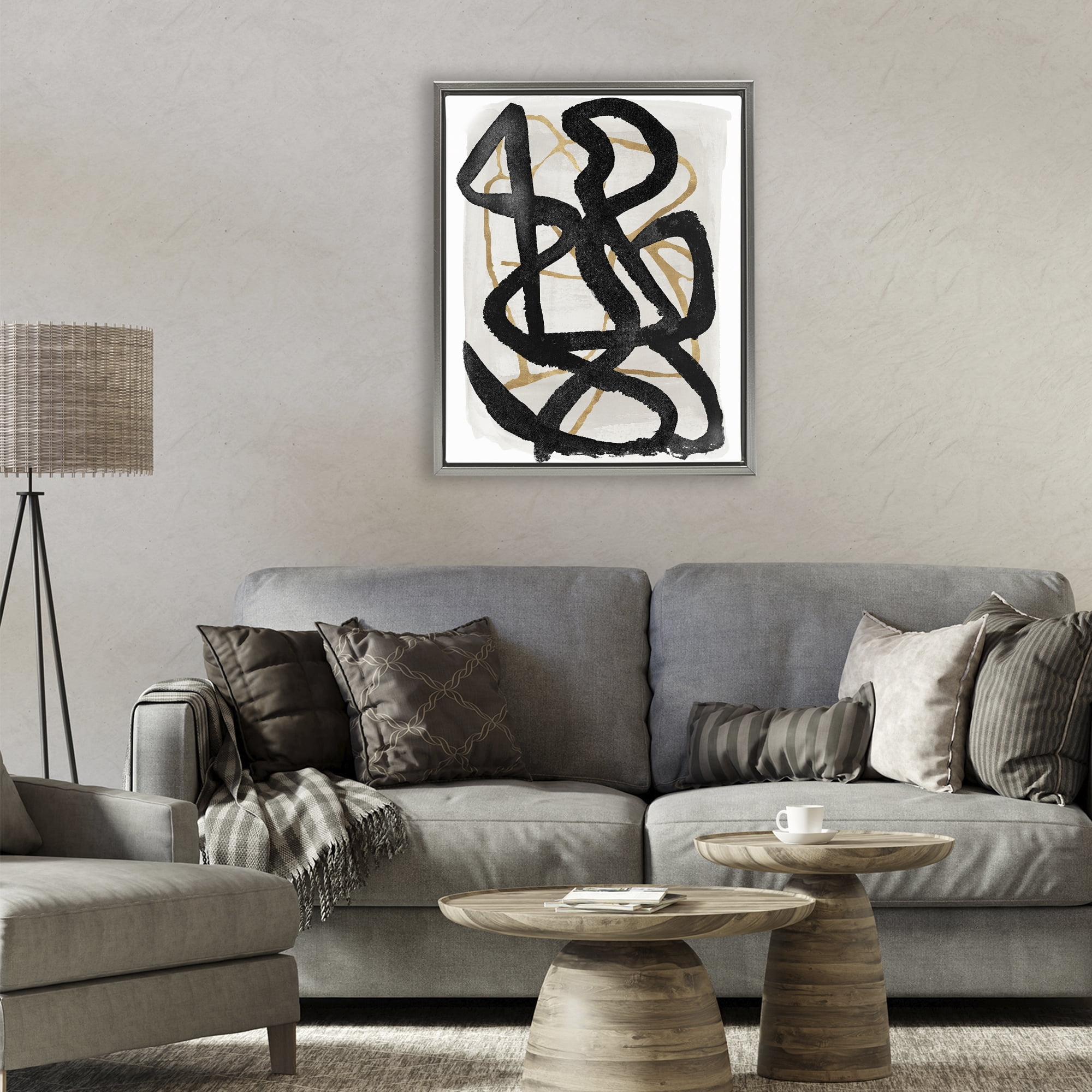 Stupell Industries Hindsight Black & Beige Gray Framed Floater Canvas Wall Art, design by Lucille Price
