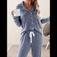 thumbnail image 4 of Conjuntos de Pijama para Mujer, de Larga, con Botones, para Dormir, Pijamas Suaves, Conjuntos de Estar por Casa. Azul Mar M, 4 of 9