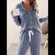 thumbnail image 4 of Conjuntos de Pijama para Mujer, de Larga, con Botones, para Dormir, Pijamas Suaves, Conjuntos de Estar por Casa. Azul Mar XXL, 4 of 9