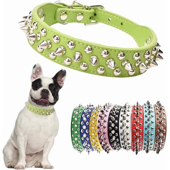 1Pack Spiked Dog Collar,Mushroom Rivet Spike Puppy Collars Girls Boys Leather Studded Cat Collar Metal Buckle for XXS XS Small Medium Large Terrier Breed
