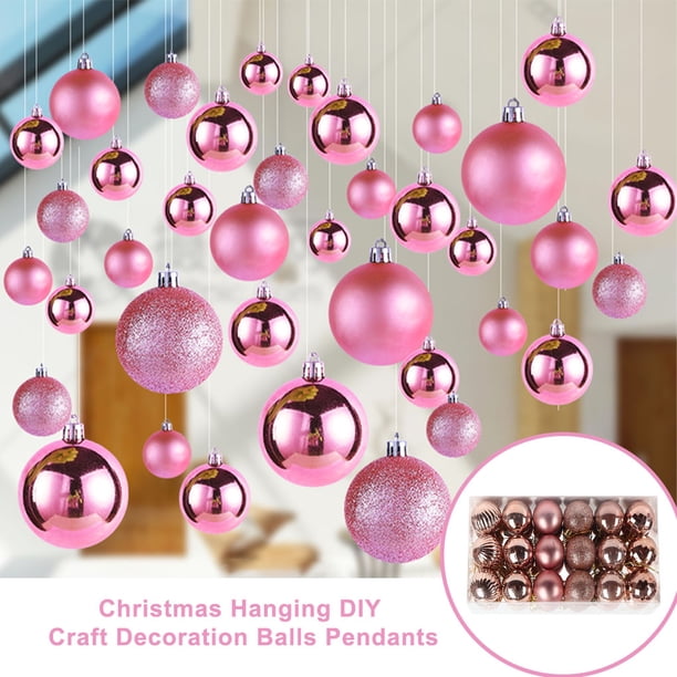 Advancent 30 piezas de bolas de Navidad adornos inastillables decoraciones para árboles de Navidad juego de bolas colgantes para decoración de fiesta de Kits de decoración para fiestas oro rosa Advancent HA007626-10B