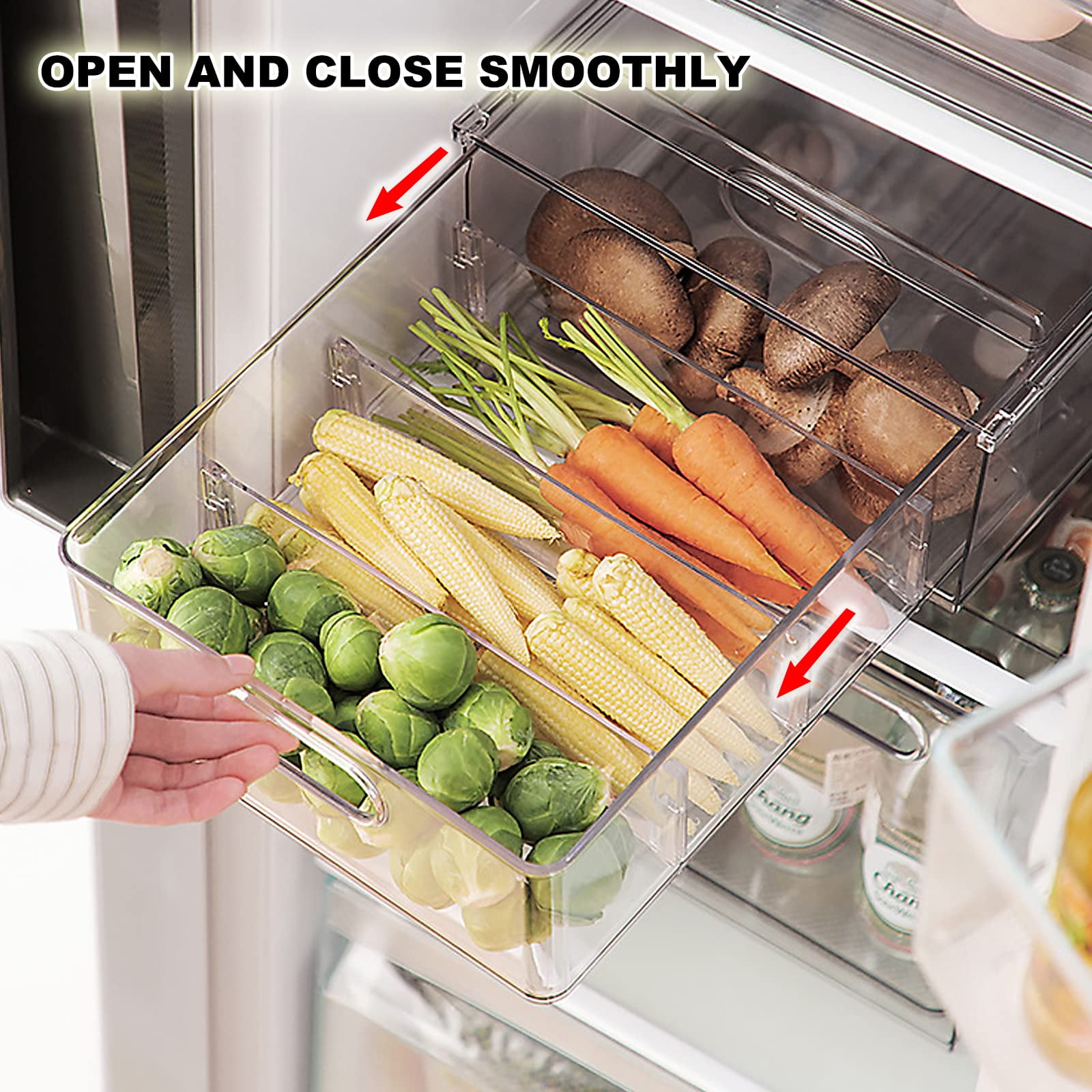Ornafort 2Pack Refrigerator Organizer Bins with Pull Out Drawers