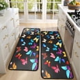 thumbnail image 4 of Kitchen Rugs Sets Of 2,Black Blue Yellow Butterfly Pattern Anti Fatigue Kitchen Mat Rugs Non Slip Washable,Decorative Kitchen Floor Mats for Kitchen,Sink,Laundry,17"x47"+17"x47", 4 of 5