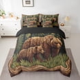 thumbnail image 2 of Manfei Brown Bear 7-Piece Twin Bedding Sets,Woodland Animal Bedding Comforter Set,Green Rustic Leaves Sheet Sets For Boys Kids,Microfiber Bedroom Decor Reversible, 2 of 8