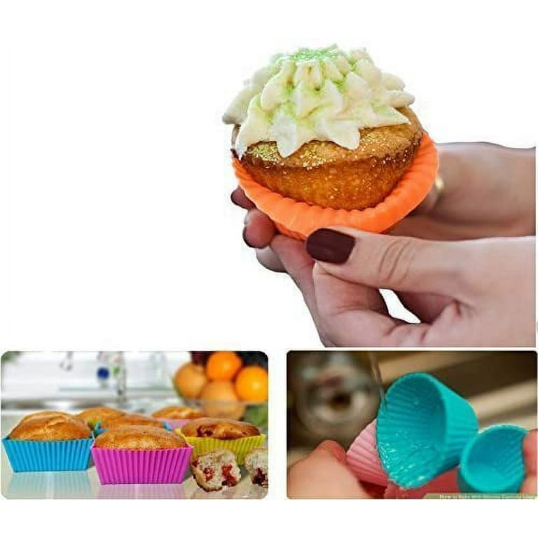 54 pcs Reusable Silicone Cupcake Baking Cups Dulinkas Non-Stick Muffin  Liners Molds Sets Bento Box Dividers Pastry Cake Molds 3 Shapes Multicolor